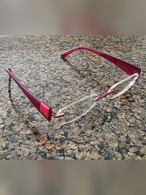 Silhouette 7599 40 6054 Titanium Burgundy Red Rimless Eyeglasses Frames Only 17